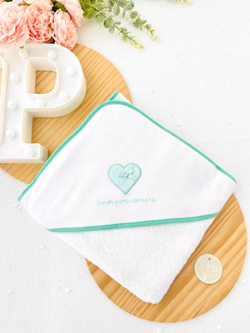 Toalha de banho 80x80cm Tema Amor para sempre